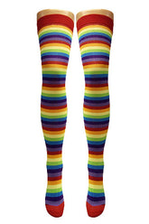 Overknee-Socken mit Regenbogenstreifen (hergestellt in Italien)